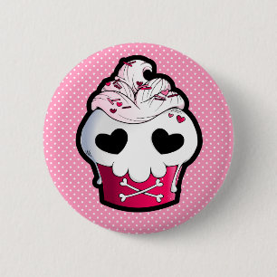 Rosa skallemuffin knapp