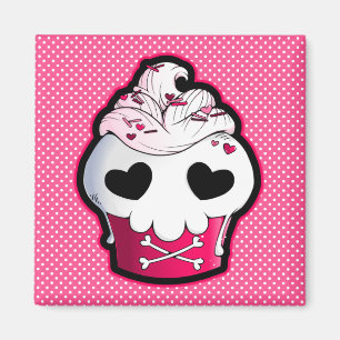 Rosa skallemuffin magnet