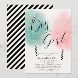 Rosa & skalning av Candy Gender Reveal Inbjudningar