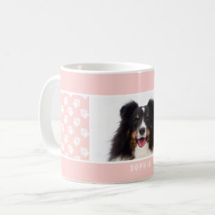 Rosa skämspink skräddarsydd husdjursfoto med vita  kaffemugg