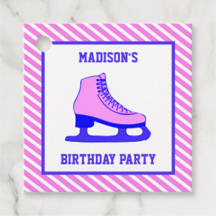 Rosa Skate Ice Sking Födelsedagsfest Gåvor Etiketter