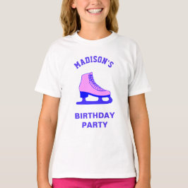 Rosa Skate Ice Sking Födelsedagsfest T Shirt