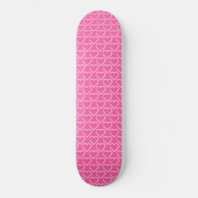 Rosa Skateboard med Hjärtor - Färgen eller texten (Framsida)