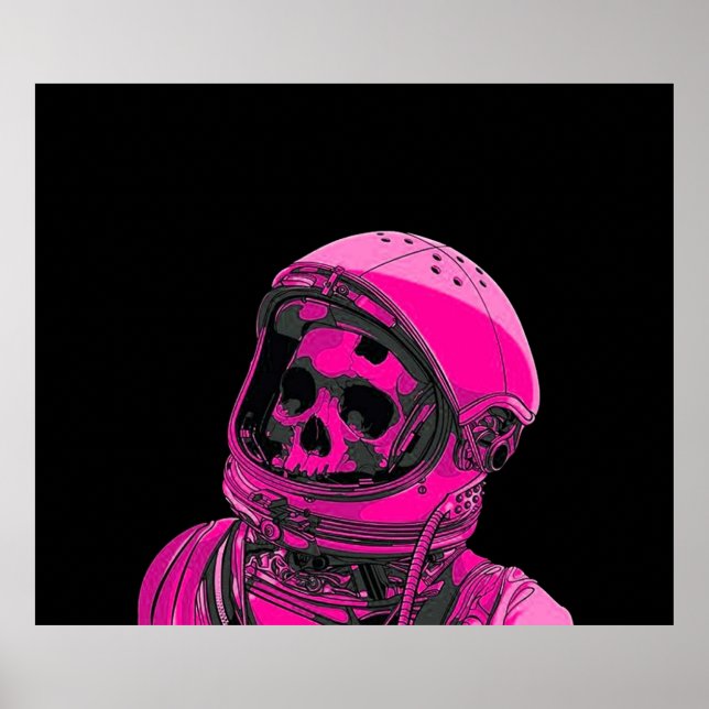 Rosa Skeleton Astronaut Poster (Framsidan)