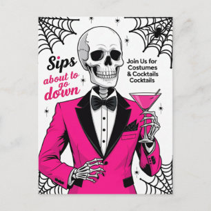 Rosa Skelettkostym Halloween Helg Vykort