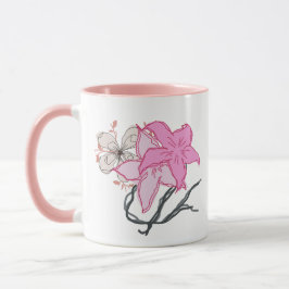 Rosa Sketched Flower Bouquet Mugg