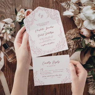 Rosa Sketched Vintage Flourish Monogram Bröllop