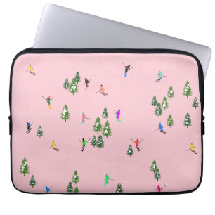 Rosa Skiers Ski Öppnar julskiing Helgdag Laptop Fodral