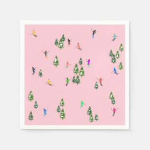 Rosa Skiers Ski Öppnar julskiing Helgdag Pappersservett