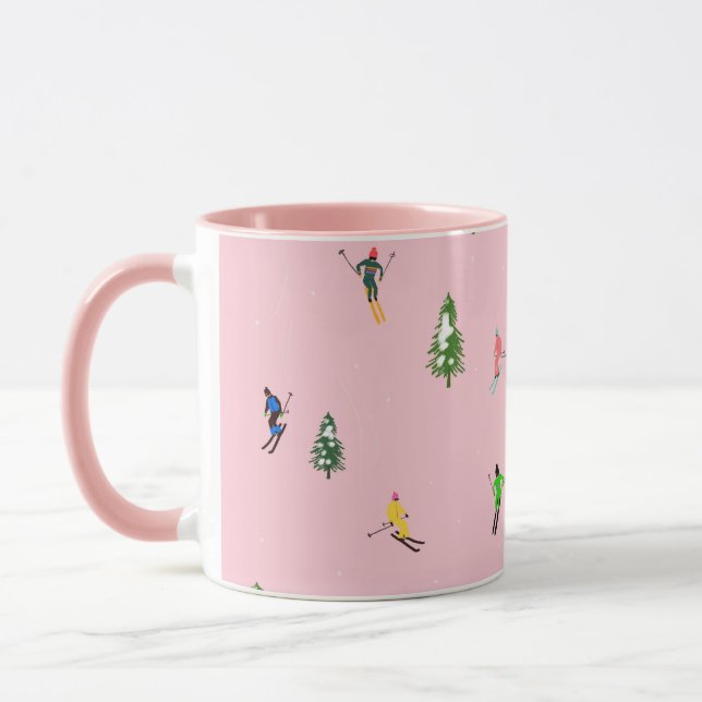 Rosa Skiers Ski Skiing Mugg (Vänster)