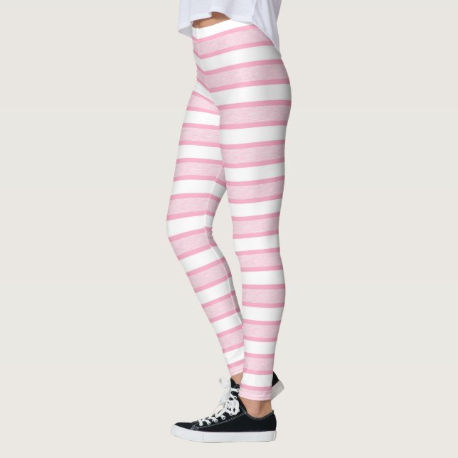 Rosa skisserade randar leggings (Vänster)
