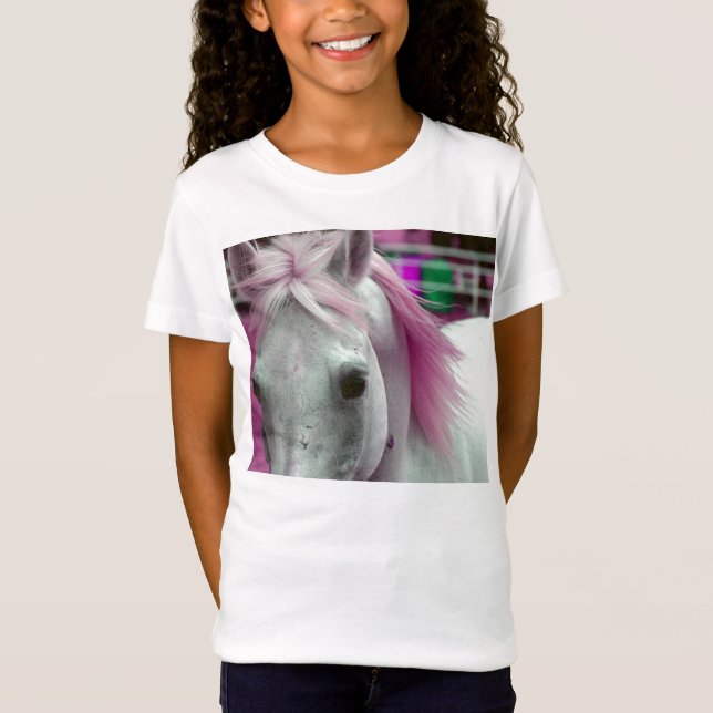Rosa skjorta för hästflickor T Tee (Framsida)