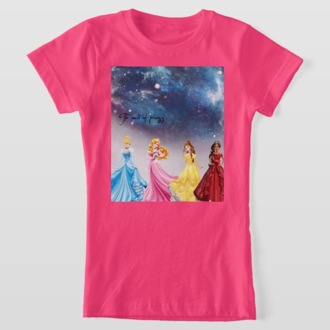 Rosa skjorta med vackra prinsessor  t shirt (Laydown)