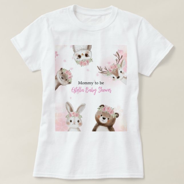 Rosa skogs-Barnkalas T-Shirt för blivande Mamma (Design framsida)