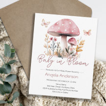 Rosa skogsskötselssvamp Baby i blom Baby shower