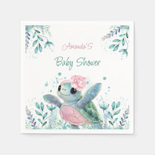 Rosa sköldpadda söt flicka baby shower  pappersservett