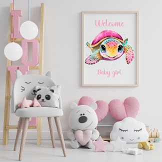 ROSA SKÖLDSKÖLD VÄLKOMMEN BABY Flicka  Poster
