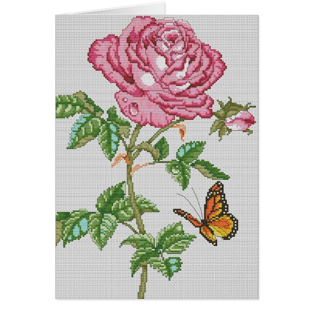 Rosa skönhet hälsningskort (Framsidan)