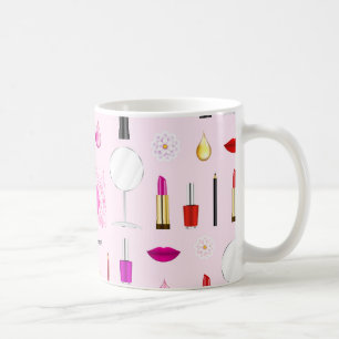 Rosa Skönhet och Sminkmönster Kaffemugg