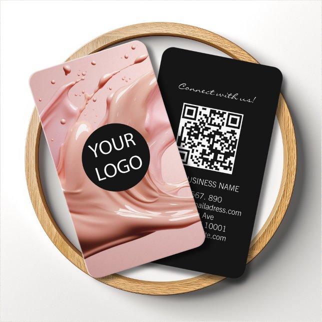 Rosa Skönhetssalong Logotyp QR-kod Visitkort (Blush Pink Beauty Salon Logo QR Code Business Card)