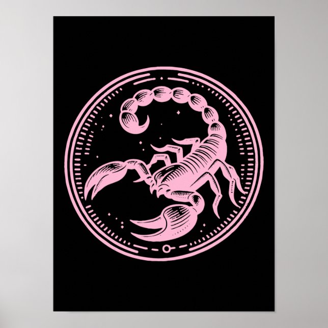 Rosa Skorpion Astrologi Stjärntecken Skorpionen Poster (Framsidan)