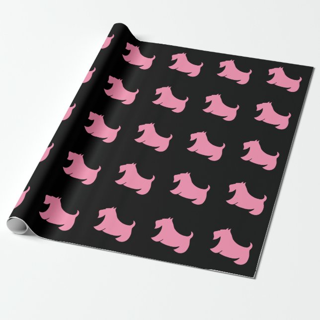 Rosa skotsk terrier-inslagspapper presentpapper (Utrullad)