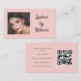 Rosa Skrift QR-kod Foto Ögonfrans Näringskort Visitkort