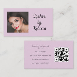 Rosa Skrift QR-kod Foto Ögonfrans Näringskort Visitkort