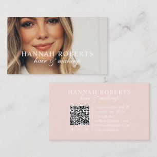 Rosa Skrift Social QR-kod Foto Hår Makeup Visitkort