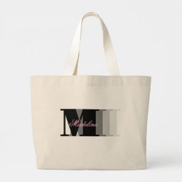 Rosa-skript för svart Monogram-typografi Jumbo Tygkasse
