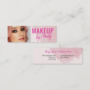 Rosa Skript Foto Vattenfärg Makeup Mini Visitkort