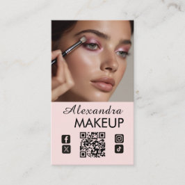 Rosa Skript QR-kod Foto Smink Visitkort