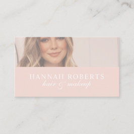 Rosa Skript Social QR-kod Foto Hår Makeup Visitkort