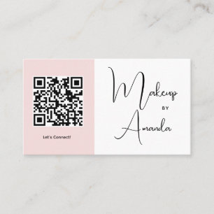 Rosa Skript Sociala Ikon QR-kod Foto Makeup Visitkort