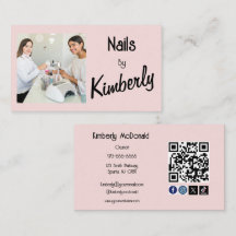 Rosa Skript Sociala Ikoner QR-kod Foto Naglar