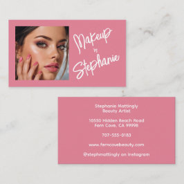 Rosa Skript Vit Foto Makeup Affärsbokkort Visitkort