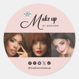 Rosa Skriptlogotyp Foto Makeup Runt Klistermärke