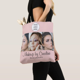 Rosa skriptlogotyp Foto Makeup Studio Tygkasse