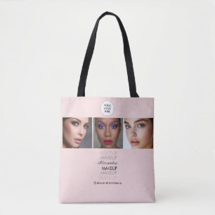 Rosa Skriptlogotyp Foto Makeup Studio Tygkasse