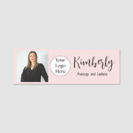 Rosa Skriptlogotyp Foto Smink Namnbricka