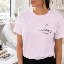 Rosa Skriptlogotyp Ögonfransestudio Personal T-Shi