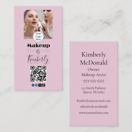 Rosa Skriptlogotyp QR-kod Foto Makeup Visitkort
