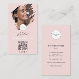 Rosa Skriptlogotyp QR-kod Foto Smink Visitkort