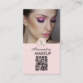 Rosa Skriptlogotyp QR-kod Foto Smink Visitkort