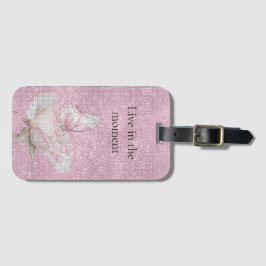 Rosa Skugga Ros Fjäril Glitter Bagagebricka