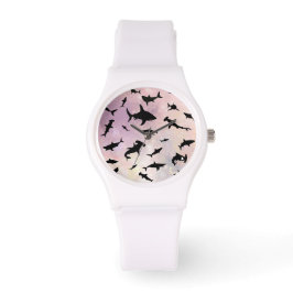 Rosa skugghaj på övertoningsgalaxområde armbandsur