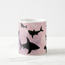 Rosa skugghaj på övertoningsgalaxområde kaffemugg