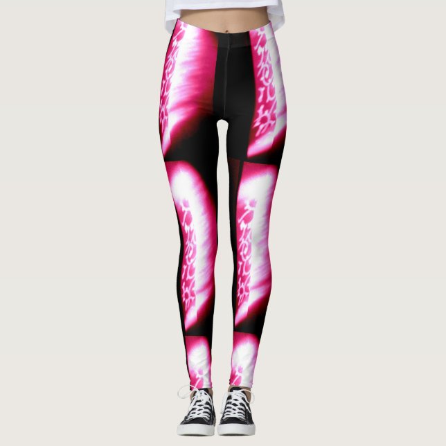 rosa skuggor svart leggings (Framsida)