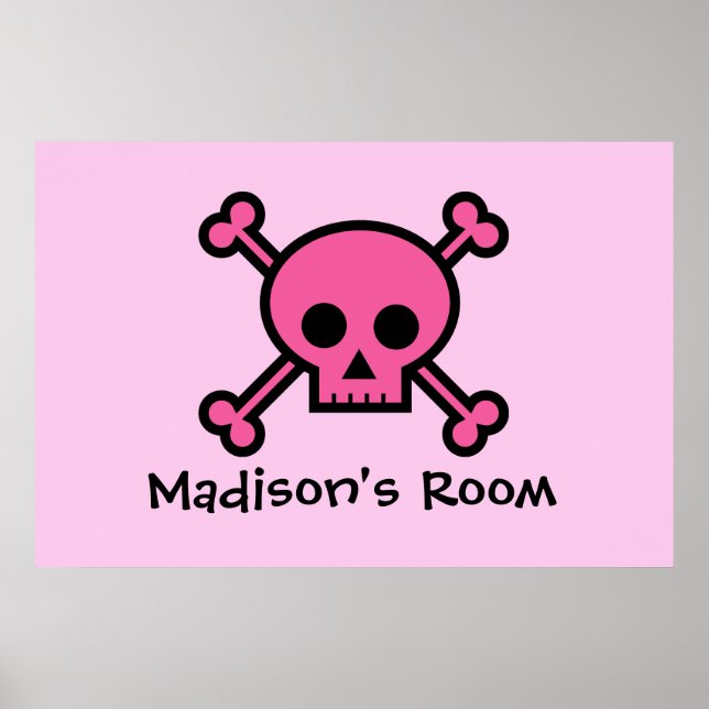 Rosa Skull Anpassningsbar Emo Bedroom Poster (Framsidan)