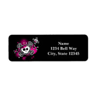 Rosa Skull & Bones Hearts Girl Party Address Label